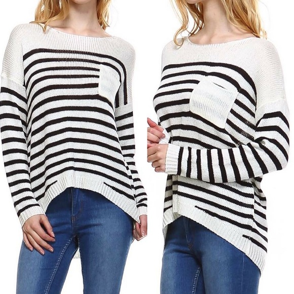 👉M & L ONLY👈Striped Sweater Knit Top - Picture 2 of 3