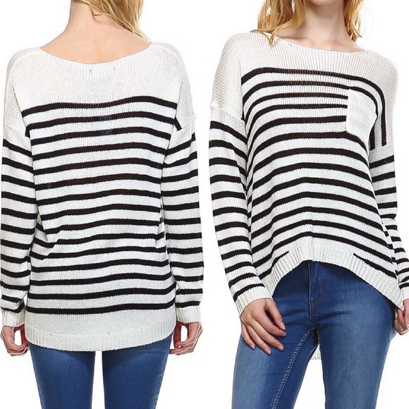 👉M & L ONLY👈Striped Sweater Knit Top - Picture 3 of 3