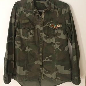 ZARA TRAFALUC camouflage and jeweled shirt-jacket