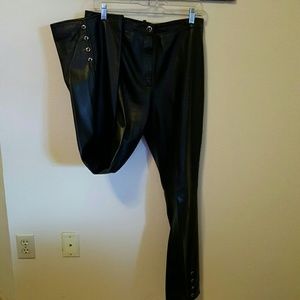 Leather bell bottom pants