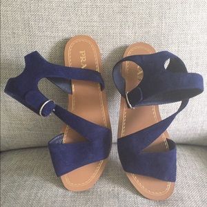 Prada blue suede sandals