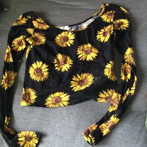 UO Long Sleeved Sunflower CropTop