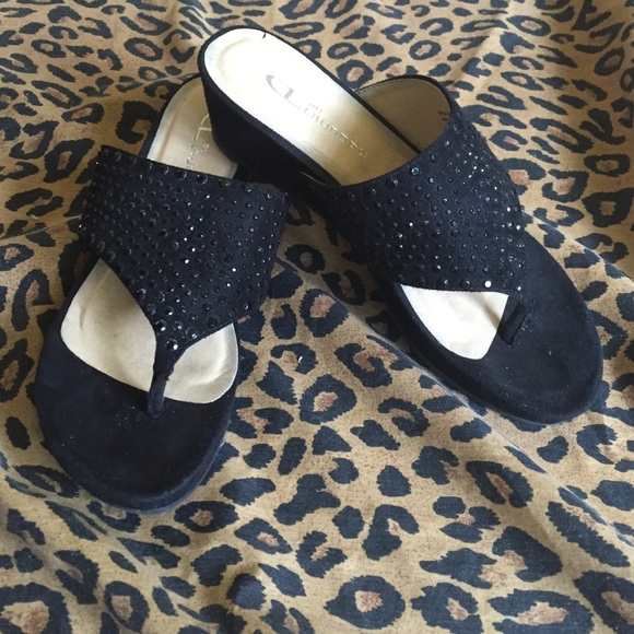 CHINESE LAUNDRY NISA BLK WEDGE/bling - Picture 1 of 3