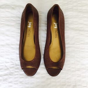 Brown Joy Chen Peep Toe Flats