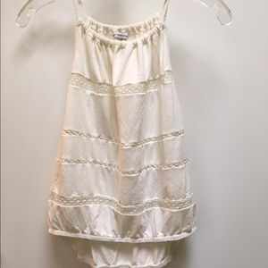 White halter tank with lace detail