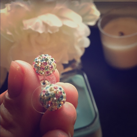 Multicolor crystal ball earrings