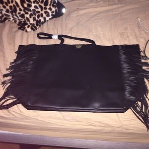 Huge leather fringe tote