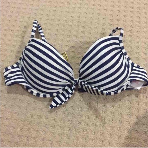 Blue and white stripped bathing suit top