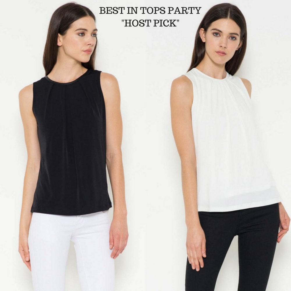 🎉🎉HP🎉🎉Vegan Leather Trim Stretch Knit Top