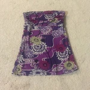 Tube top with purple floral pattern