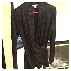 Black and purple wrap top NWOT