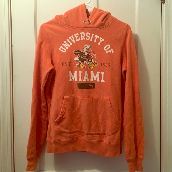 Pink University of Miami hooded sweatshirt