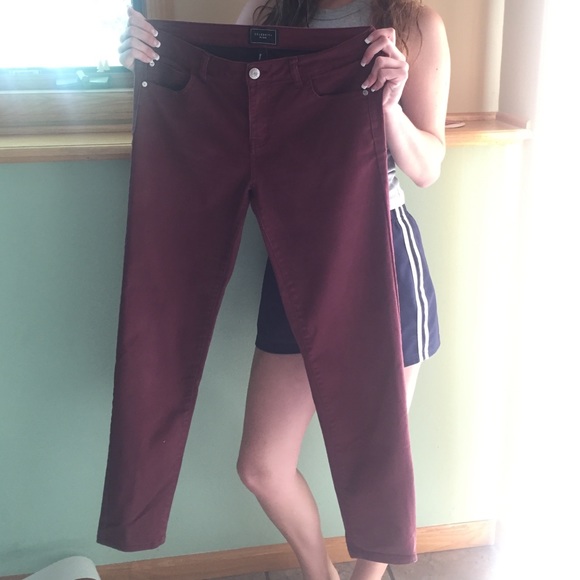 Burgundy skinny jeans from Celebrity Pink
