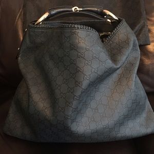 Gucci Guccissima Horsebit Bag in Navy Blue
