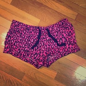 Pink Black Leopard Print Pajama Shorts Sz Large