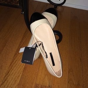 New Zara Beige & Black Flats