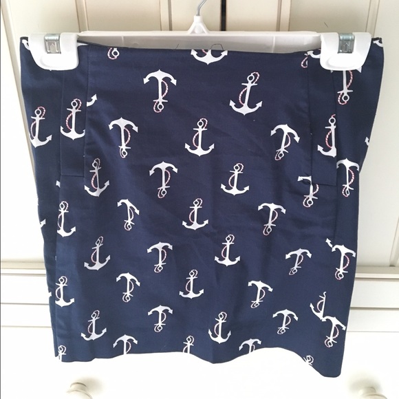 Jcrew navy anchor print pencil skirt