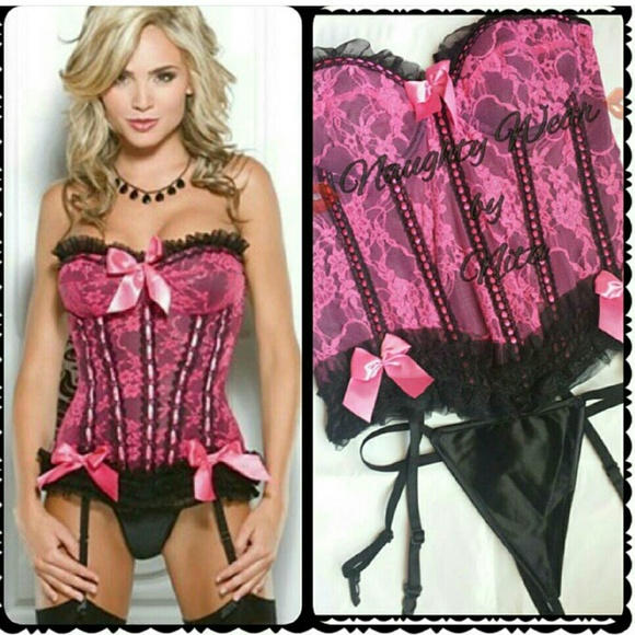 Pink Lace Corset with Bows