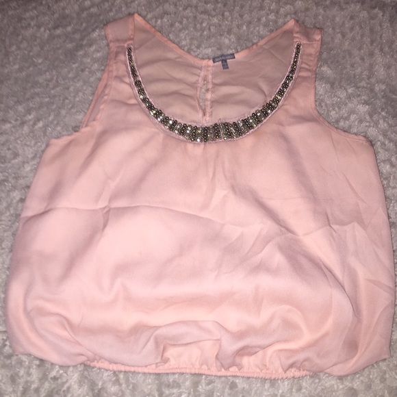 Charlotte Russe Pink Beaded Collar Crop Top