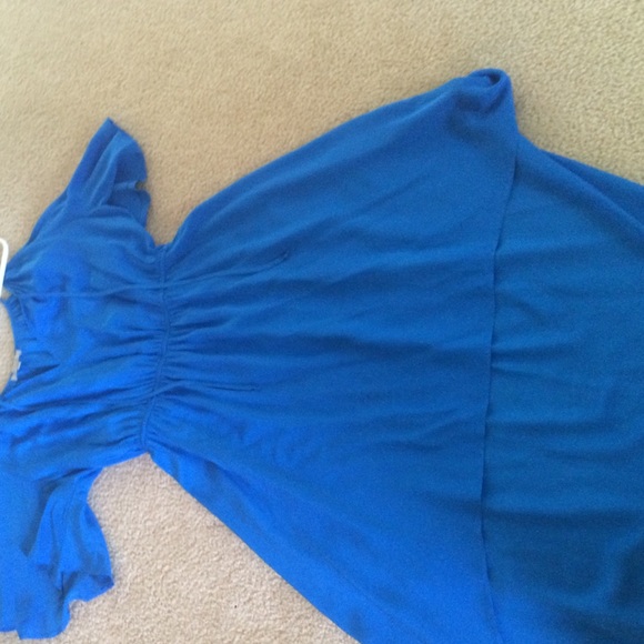 Blue SYLK cold shoulder high low dress - Picture 2 of 5