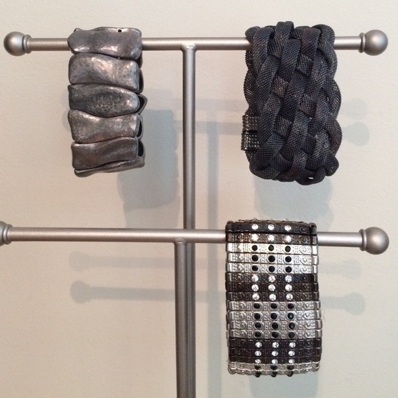Metallic Gray Cuff Bracelets (3)