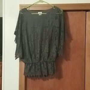 Slate gray lace blouse