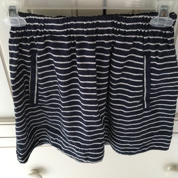 Jcrew navy and white striped peplum skirt