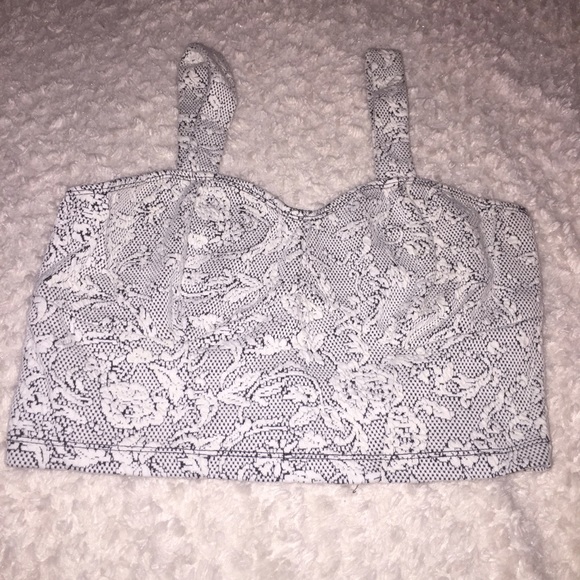 Poof! Black and White Floral Crop Top
