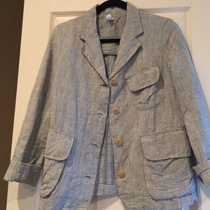 Organic cotton and linen chambray blazer
