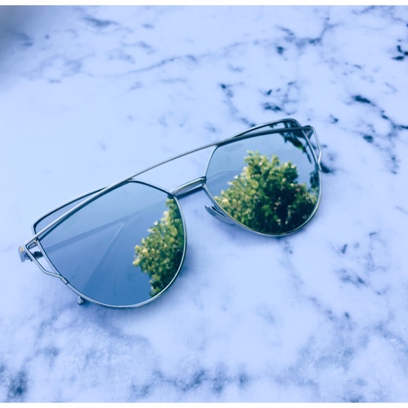 Accessories - Silver Mirrored Sunglasses, Cat Eye Sunglasses