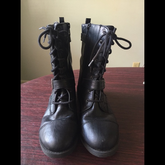 Black Combat Boots - women's size 9