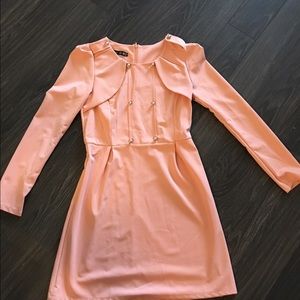 Faux button-down long-sleeved dress