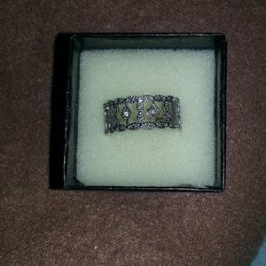 Costume jewelry silver ring with rhinestones