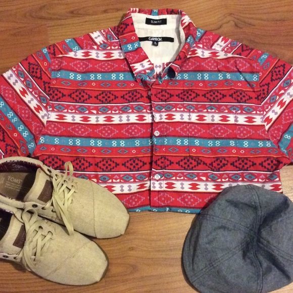 Mens Aztec Pattern Button Down