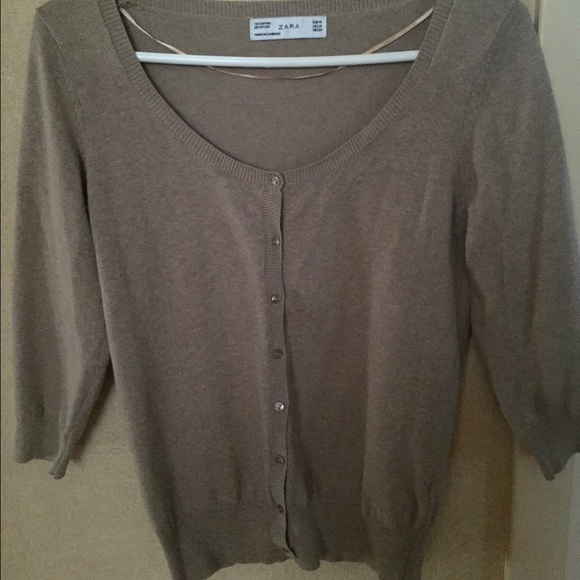 ZARA Tan Button Down Cardigan