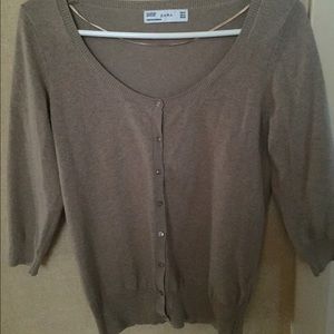 ZARA Tan Button Down Cardigan