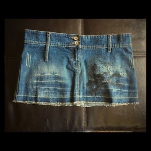 Blue denim mini skirt