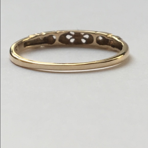 14K Gold 1920s Vintage Diamond Wedding Ring Set - Picture 4 of 8