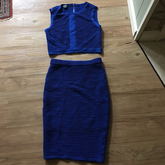 Royal blue pencil skirt with crop top