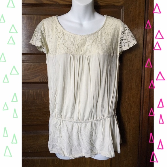 Off white lace sleeve top