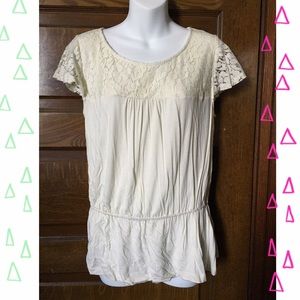 Off white lace sleeve top