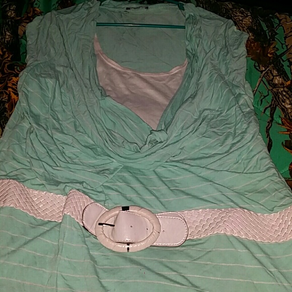 Tunic shirt with attached belt