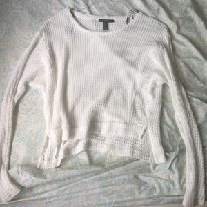 white, long sleeved, forever 21 sweater