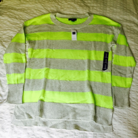 Gap Chartreuse Striped Sweater - Picture 1 of 3