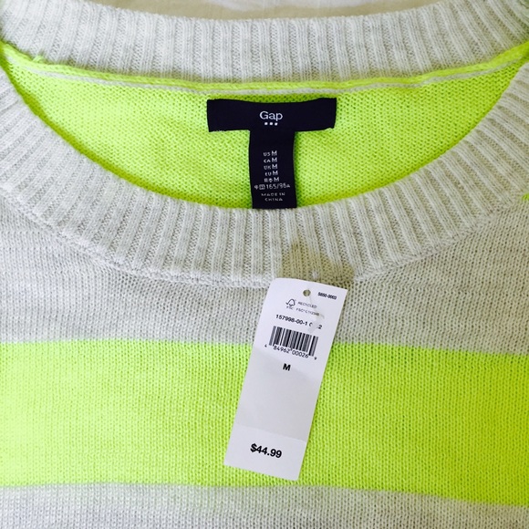 Gap Chartreuse Striped Sweater - Picture 2 of 3