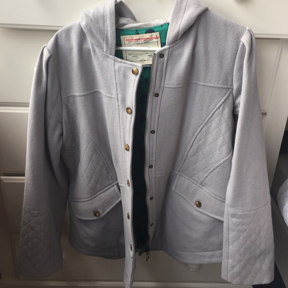 Anthropologie gray jacket with hood
