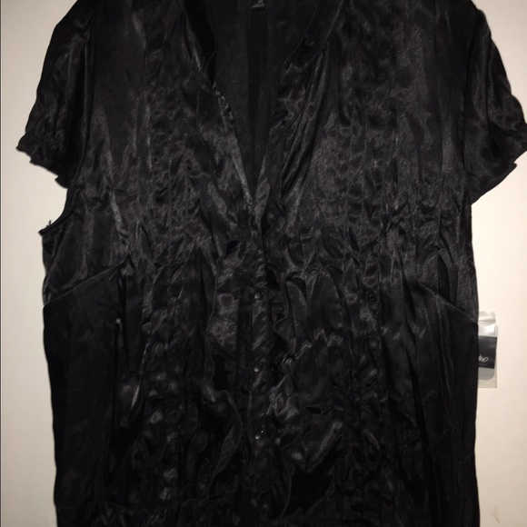Mossimo black satin short sleeve top XXL - Picture 1 of 4