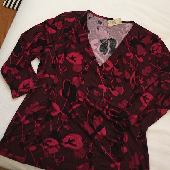 Talbots floral faux wrap knit top