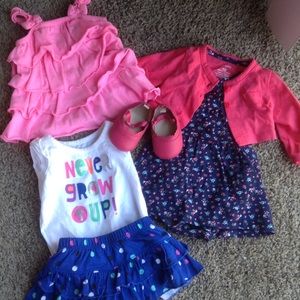 Bundle of 3 newborn dresses with baby Mary Janes