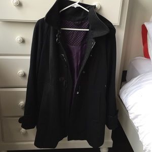 Steve Madden black pea coat with detachable hood